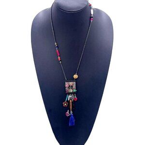Lol Bijoux Multi Charm Ladybug Floral Feather Pendant Necklace 20 Inches